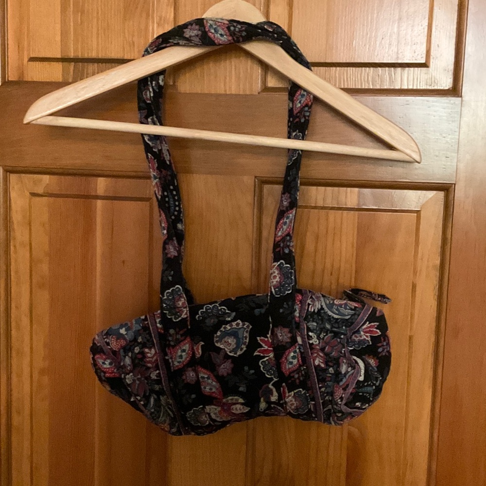 Talbots Black Paisley Halter Bandeau with Purple and Pink Accents